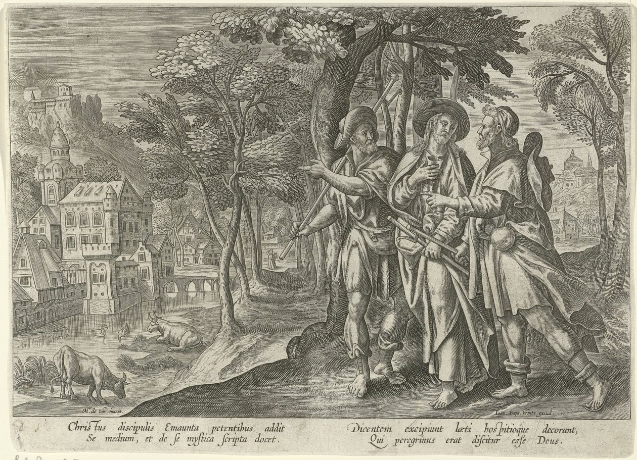 Disciples at Emmaus (Appearances of Christ after His Death) by Julius Goltzius