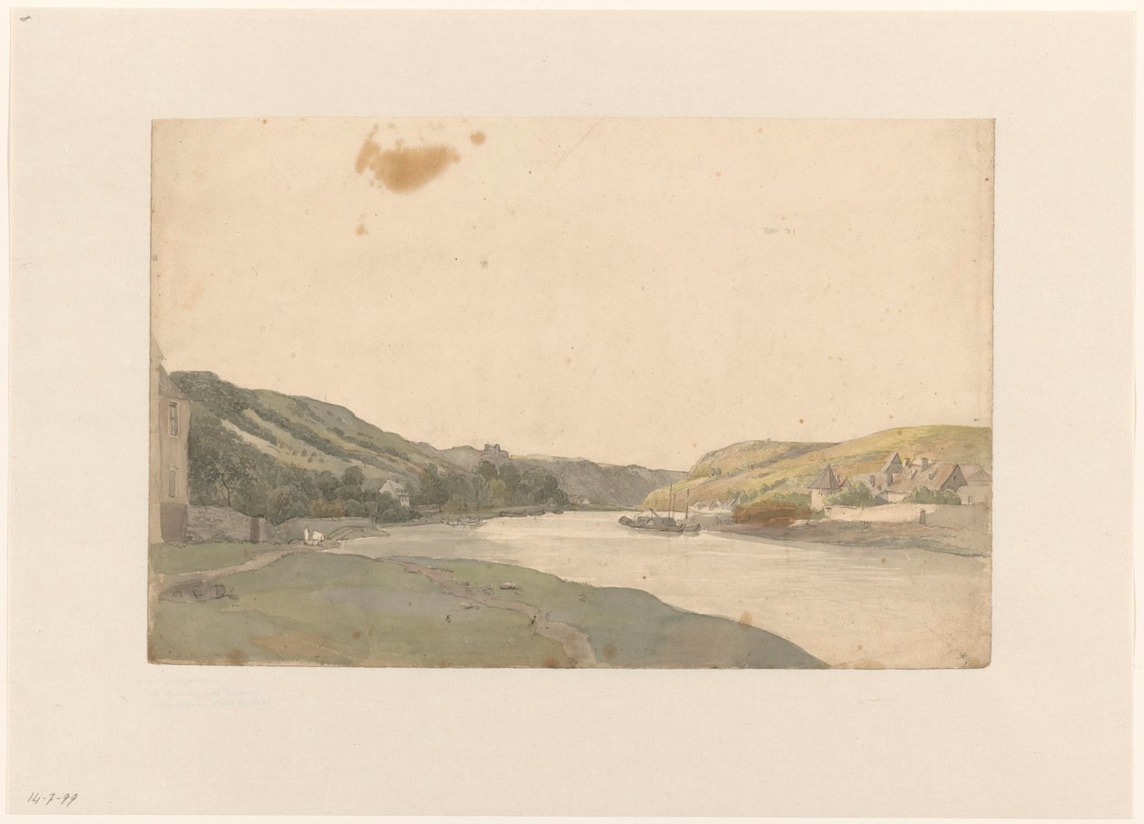 View of the Maas by Julius Jacobus van de Sande Bakhuyzen