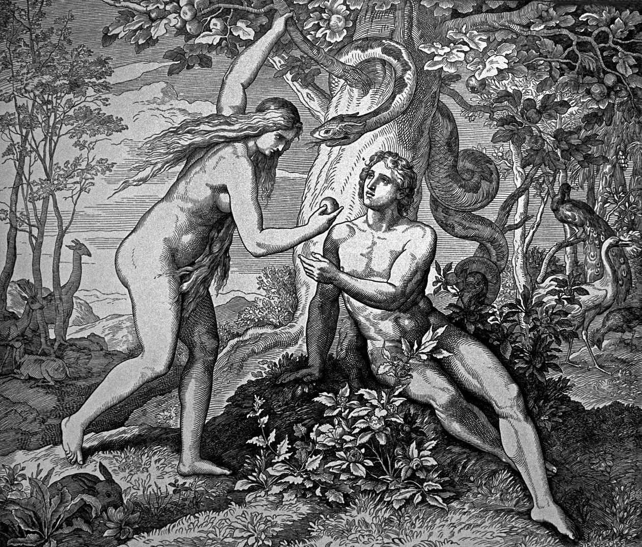 Adam and Eve with the Apple by Julius Schnorr von Carolsfeld