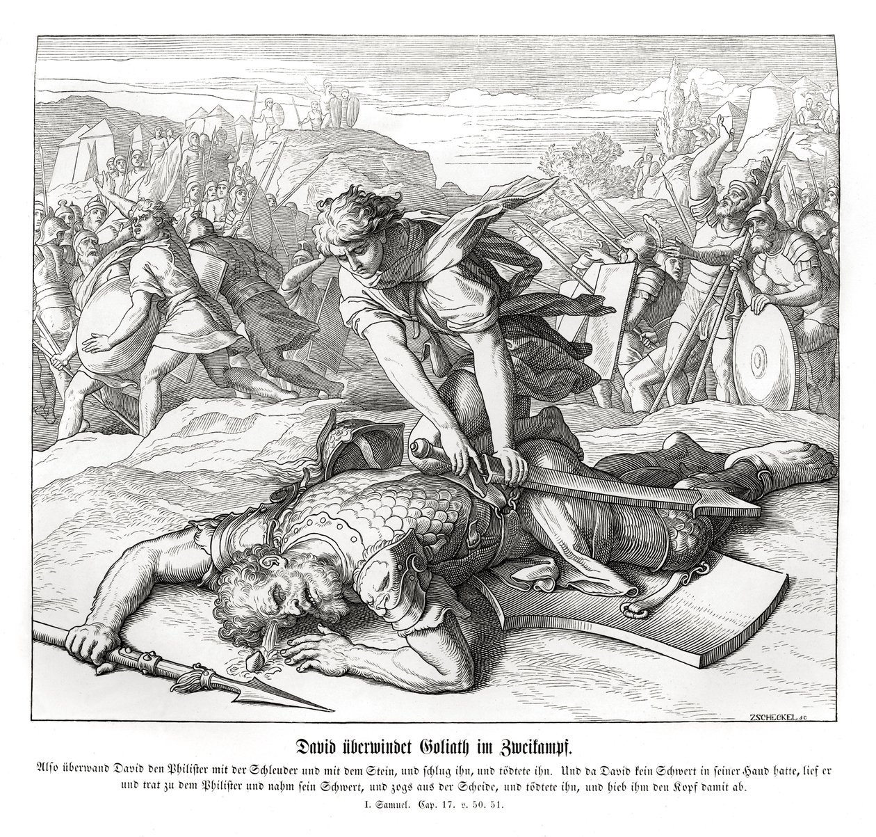 David Defeats Goliath by Julius Schnorr von Carolsfeld