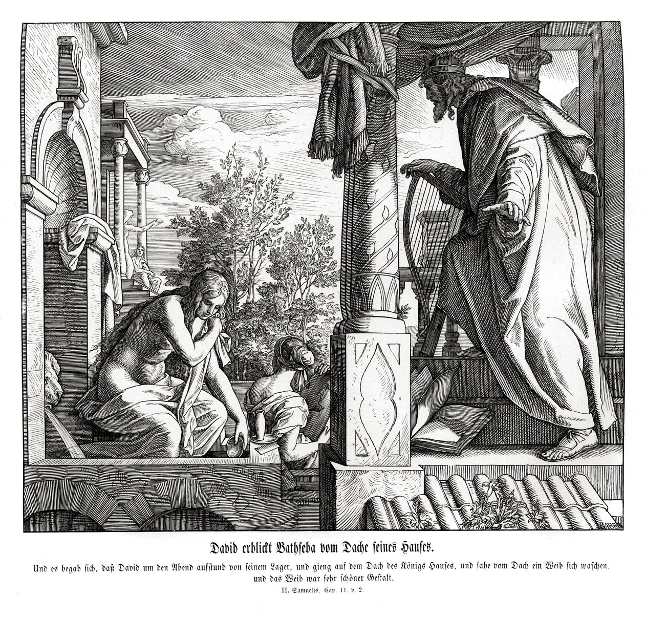 David Sees Bathsheba on the Roof by Julius Schnorr von Carolsfeld