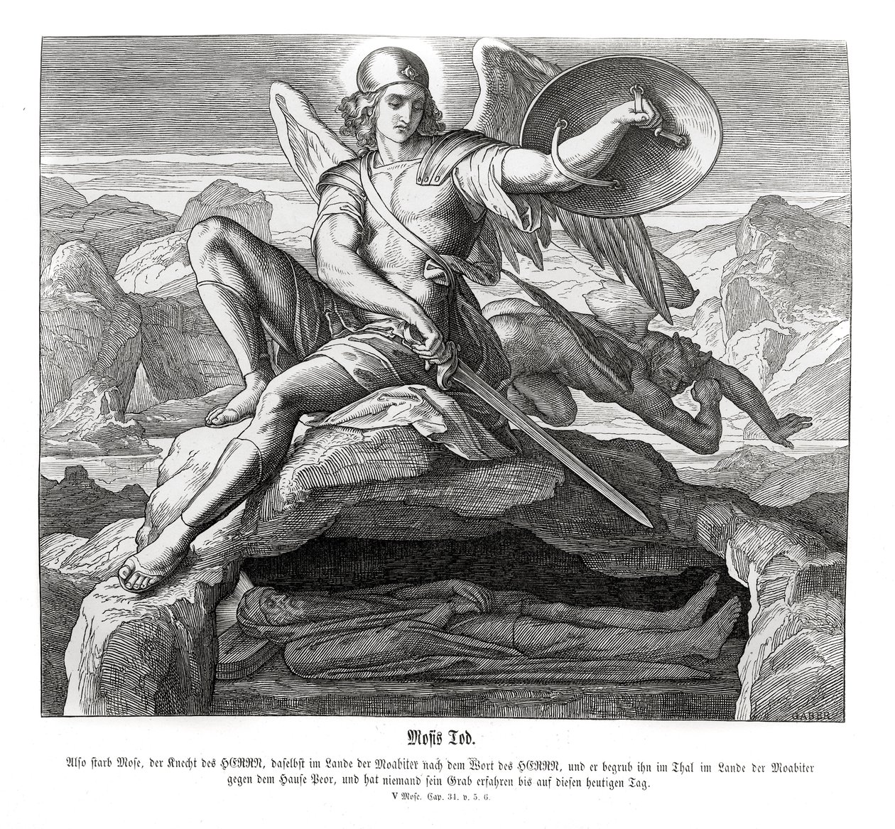 Death of Moses, Deuteronomy by Julius Schnorr von Carolsfeld