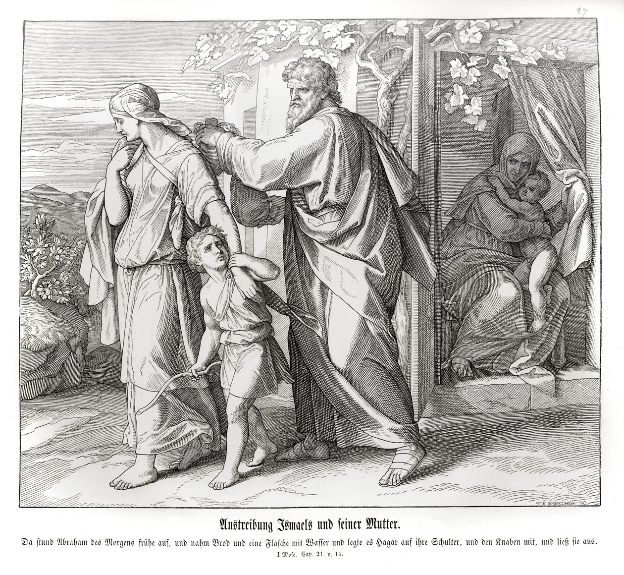 Hagar and Ishmael are sent away, Genesis by Julius Schnorr von Carolsfeld
