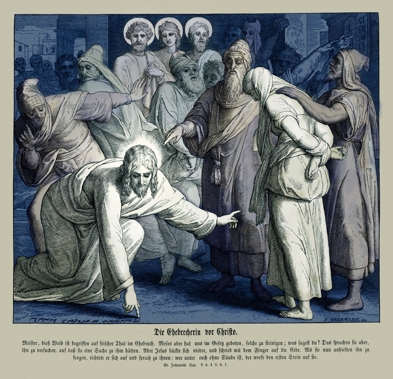 Jesus and the Adulterous Woman, Gospel of John by Julius Schnorr von Carolsfeld