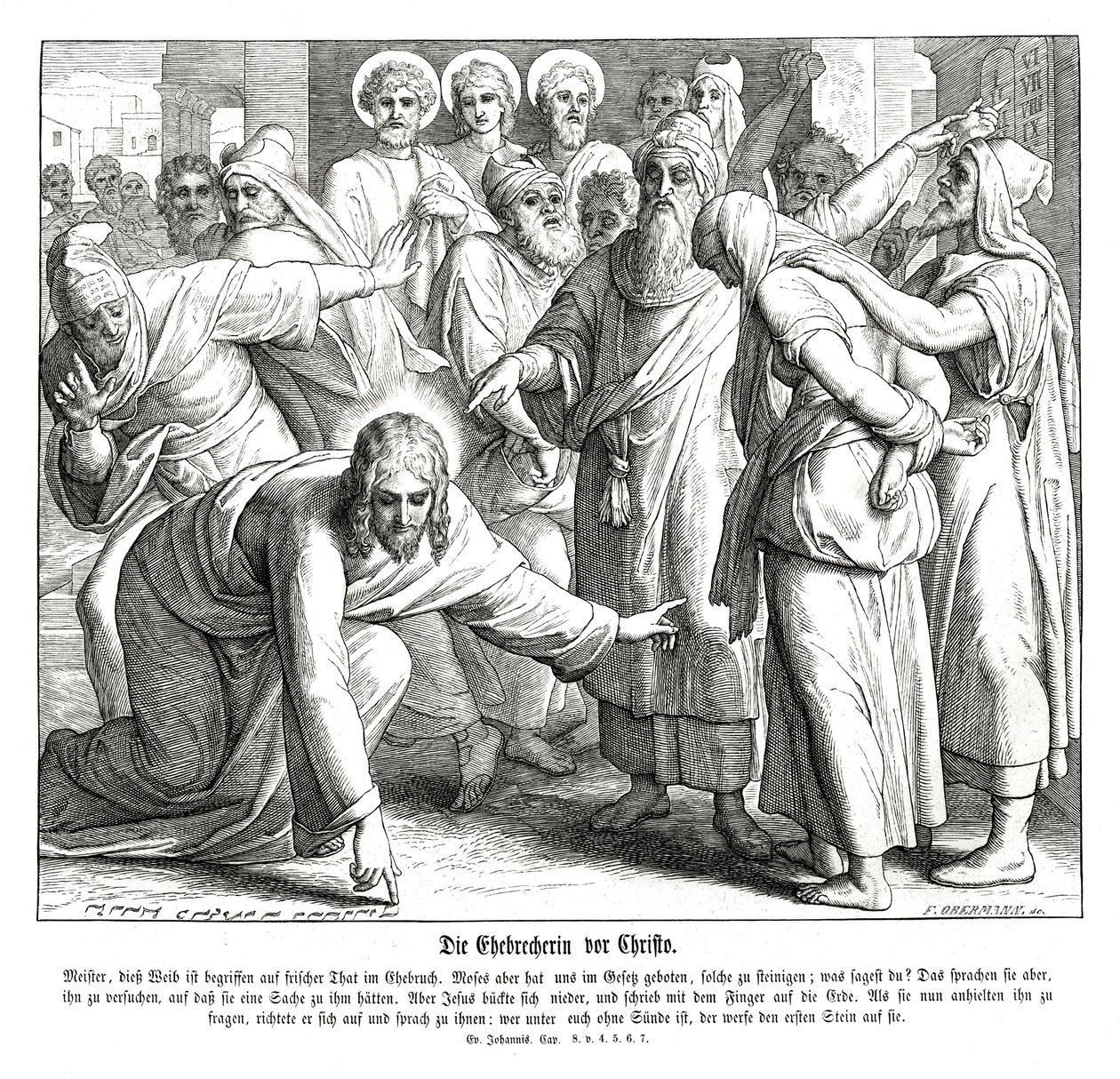 Jesus and the adulterous woman, Gospel of John by Julius Schnorr von Carolsfeld