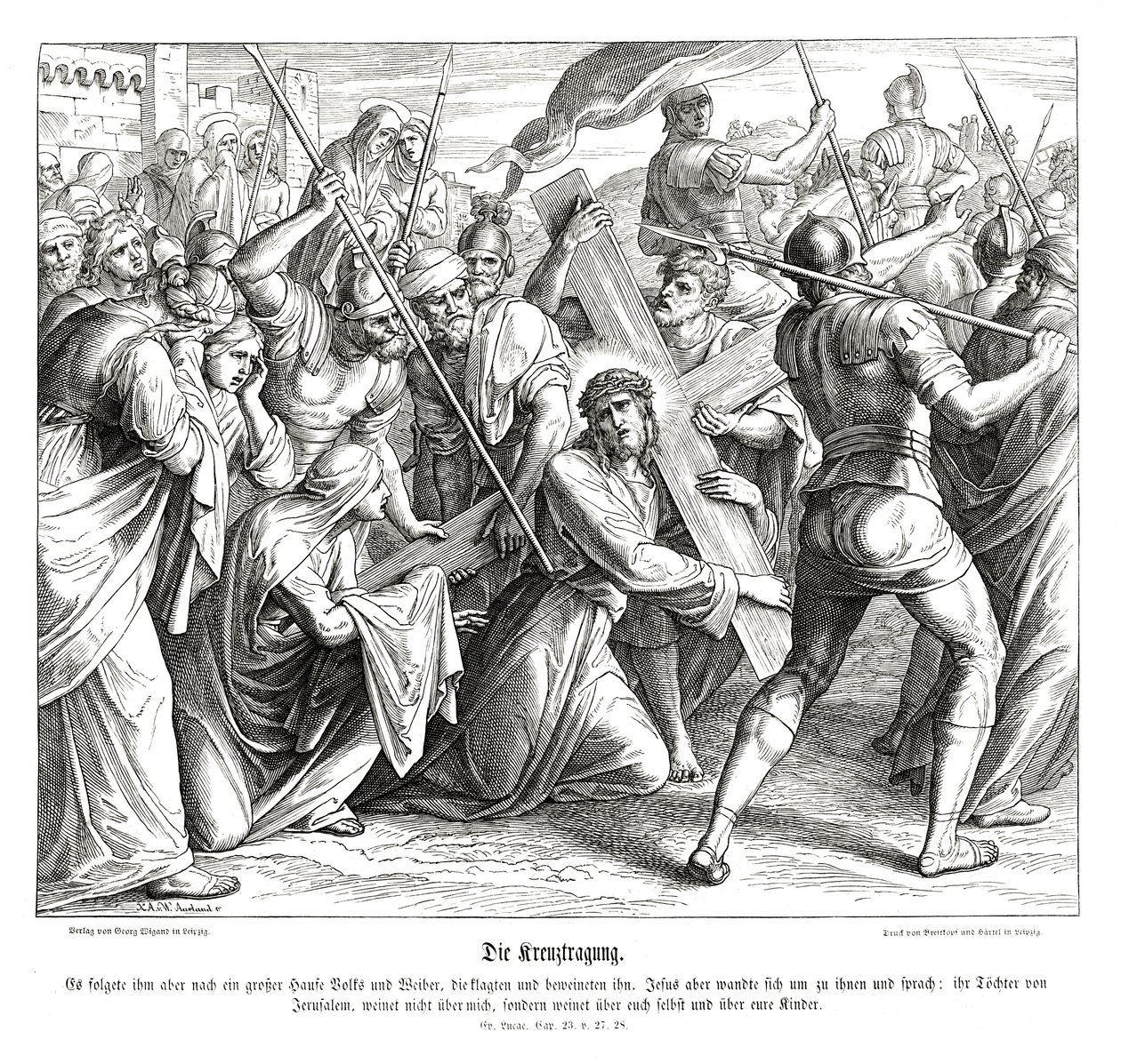 Jesus carrying the cross, Gospel of Luke by Julius Schnorr von Carolsfeld