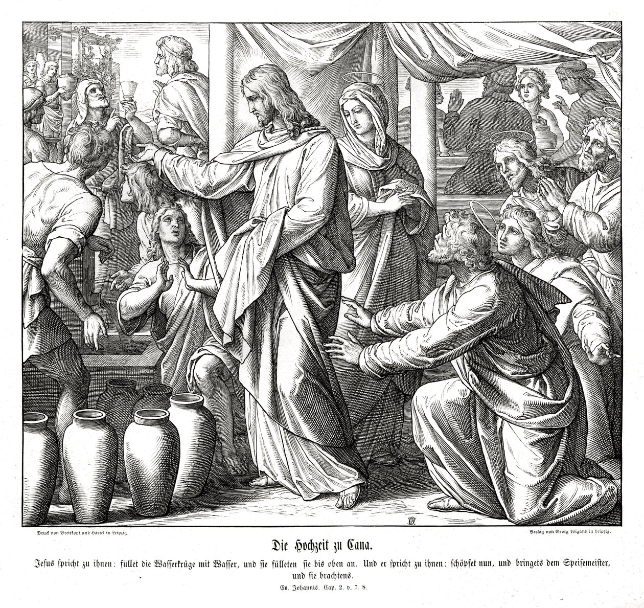 Jesus changes water into wine, Gospel of John by Julius Schnorr von Carolsfeld