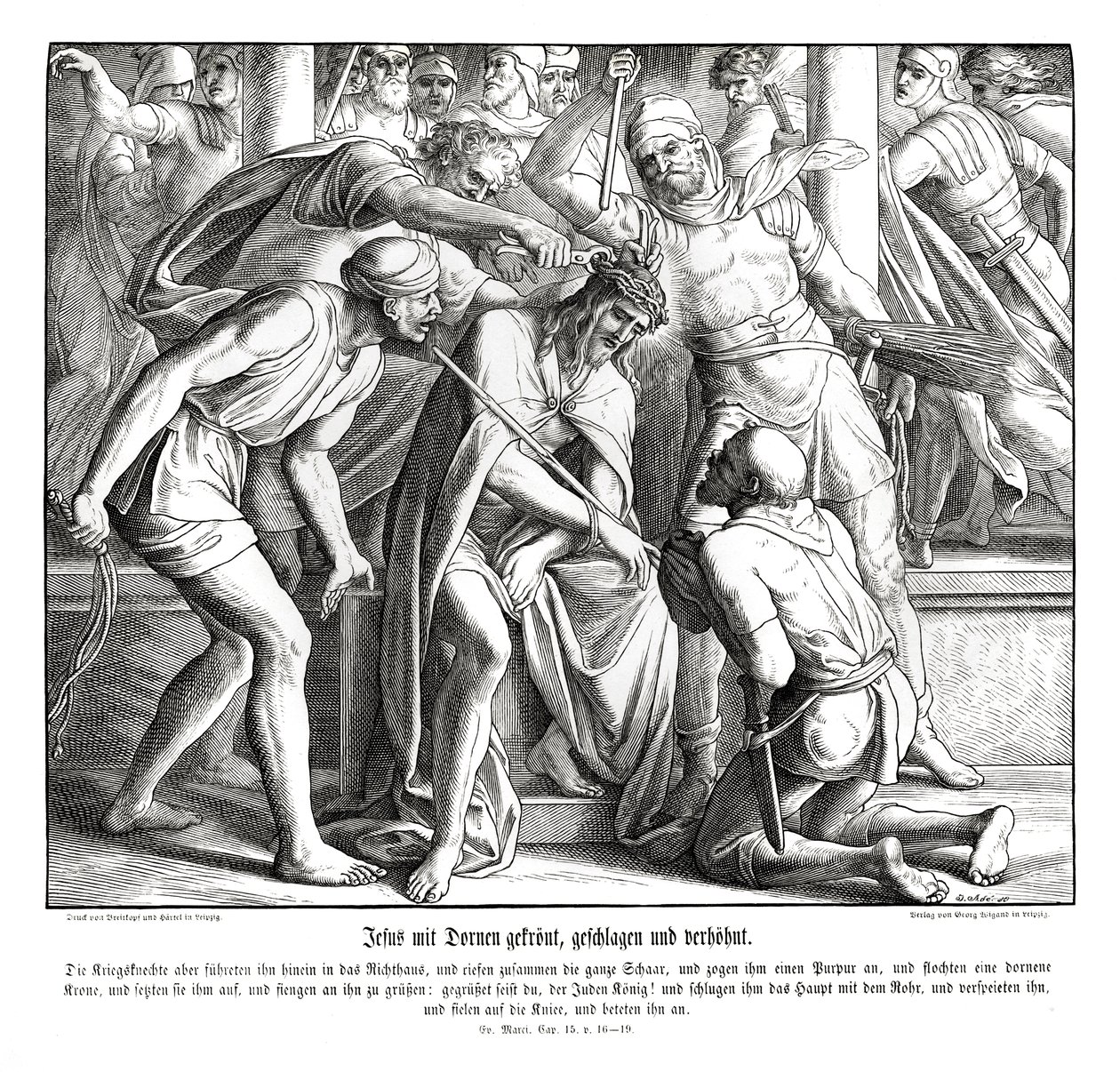Jesus is Given a Crown of Thorns, Gospel of Mark by Julius Schnorr von Carolsfeld