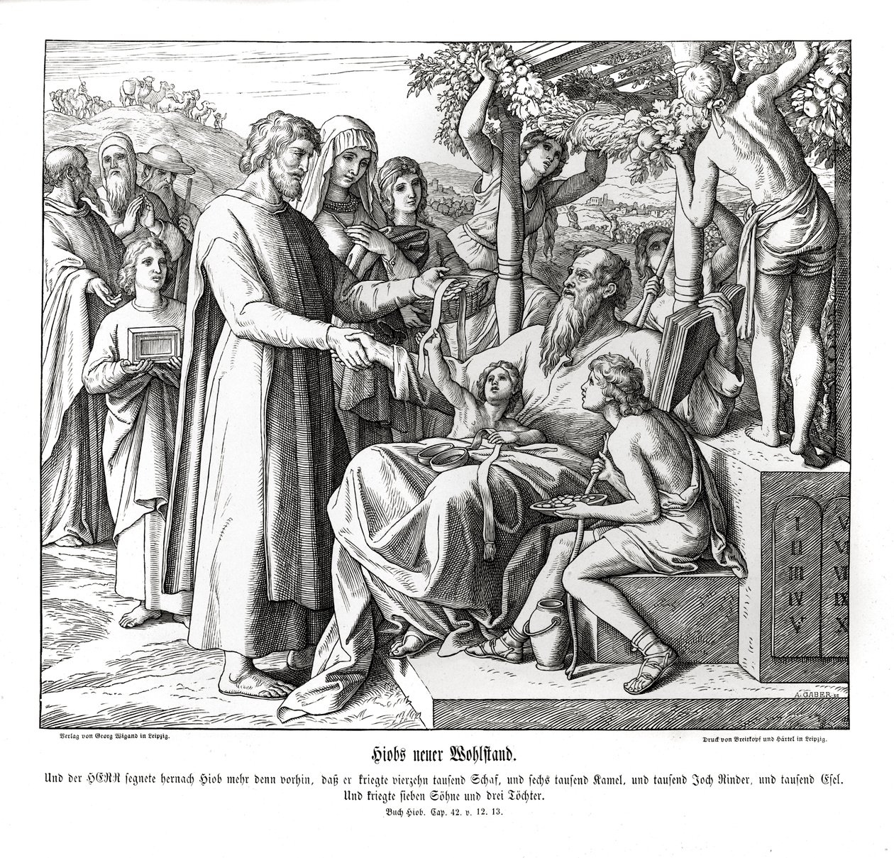 Job is rewarded, Job by Julius Schnorr von Carolsfeld