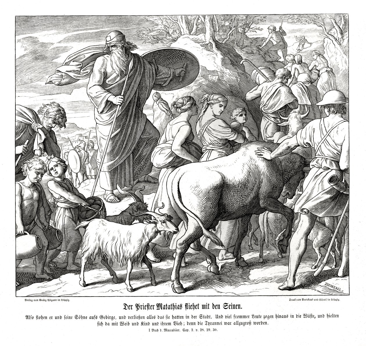 Mathathias and His Sons Flee the City by Julius Schnorr von Carolsfeld
