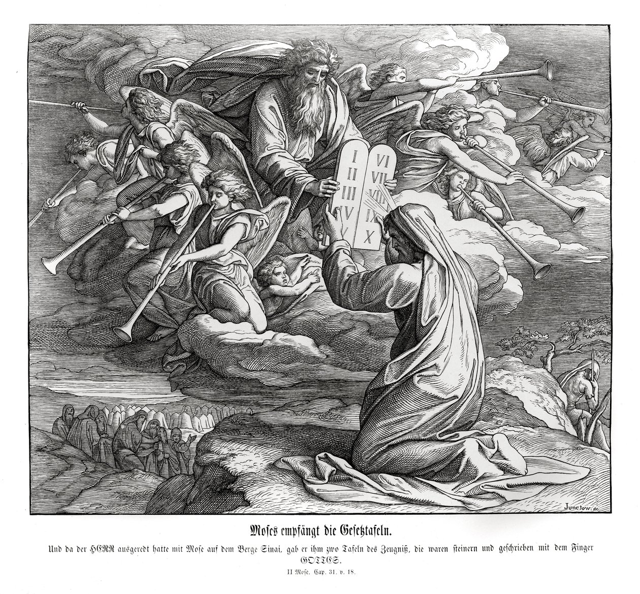 Moses Receives the Commandments, Exodus by Julius Schnorr von Carolsfeld