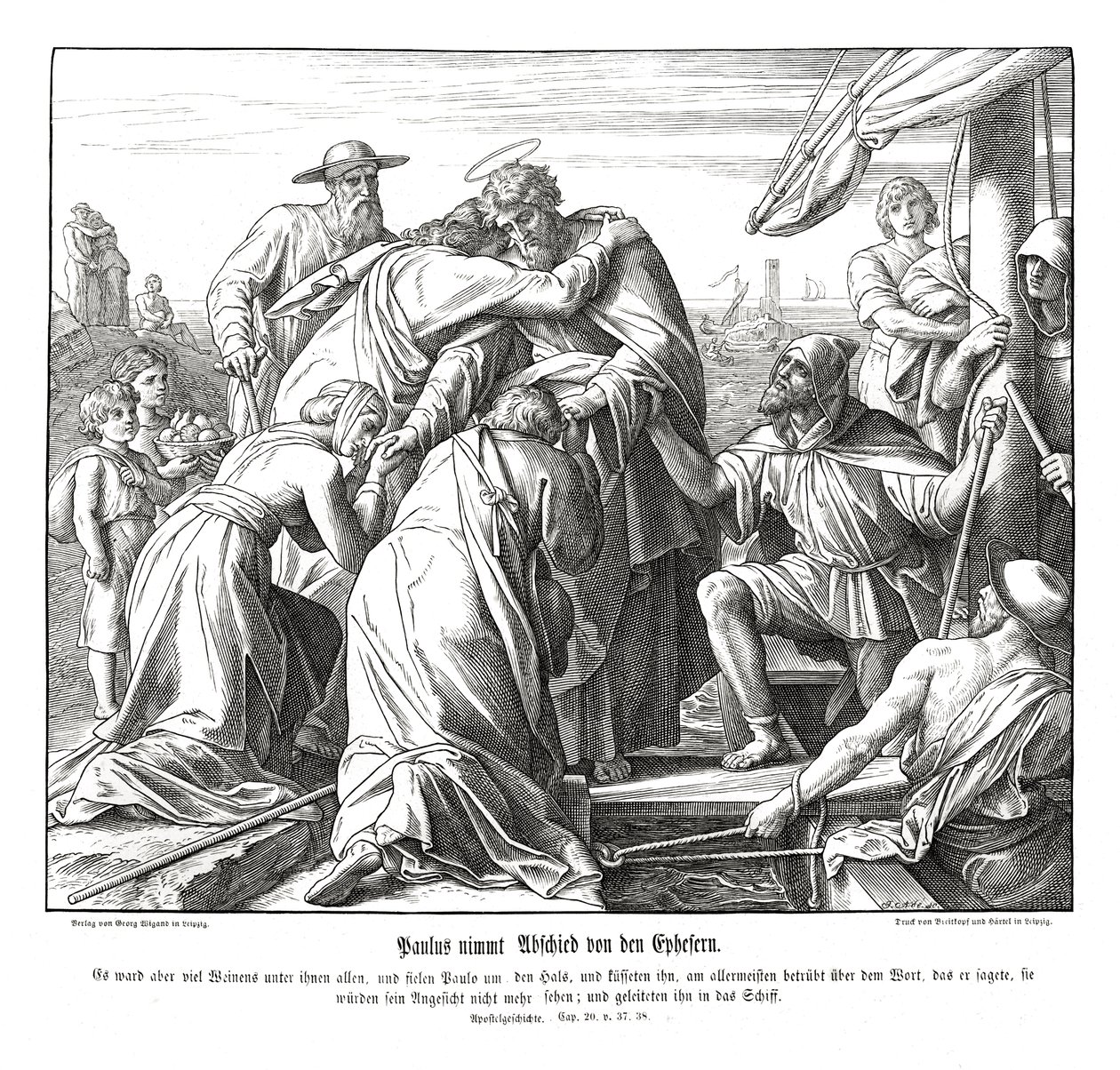 Paul Leaves the Ephesians, Acts of the Apostles by Julius Schnorr von Carolsfeld