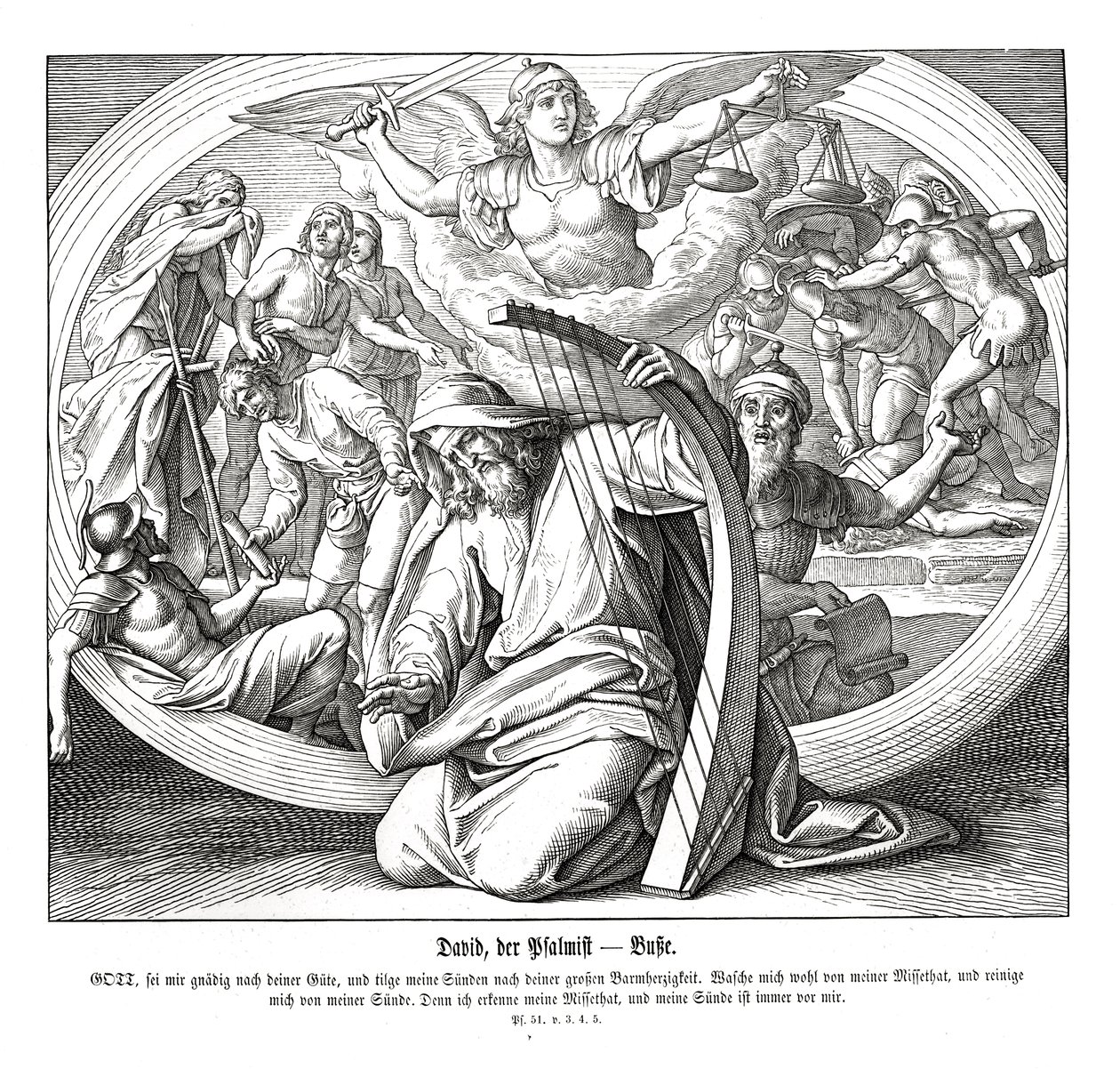 Psalms - Repentance by Julius Schnorr von Carolsfeld