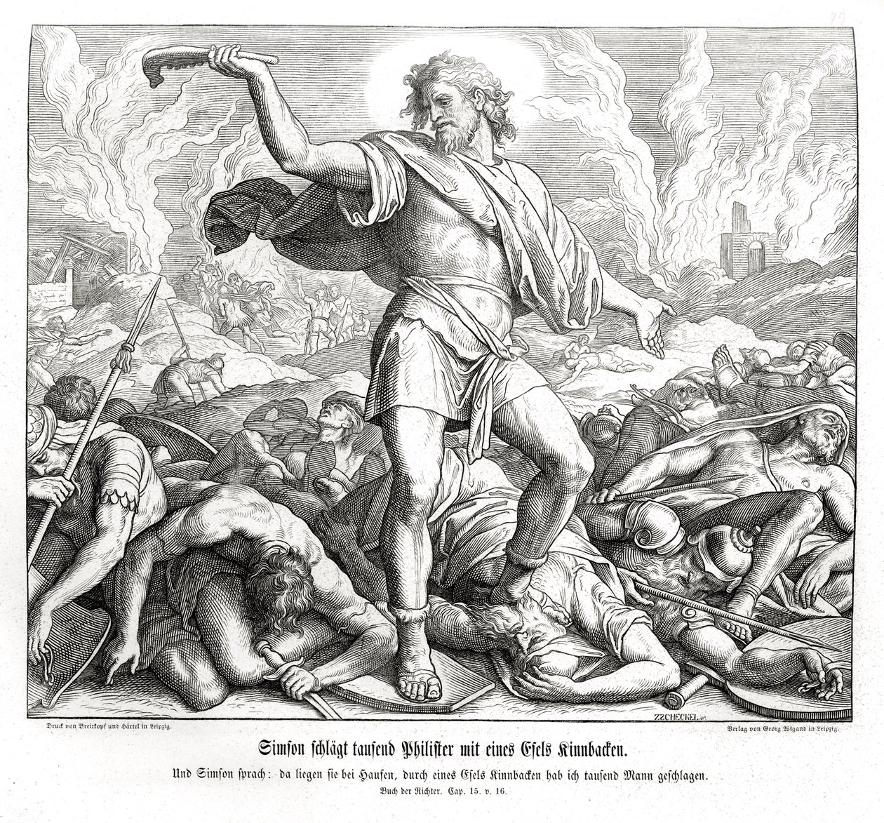 Samson Slays a Thousand Philistines, Judges by Julius Schnorr von Carolsfeld