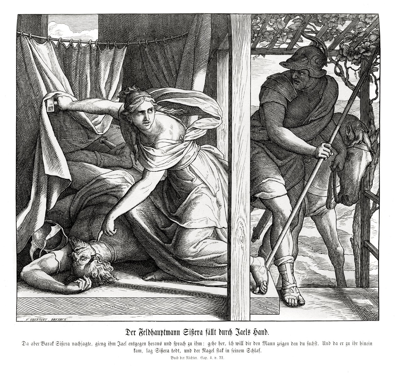 Sisera is slain by Jael, Judges by Julius Schnorr von Carolsfeld