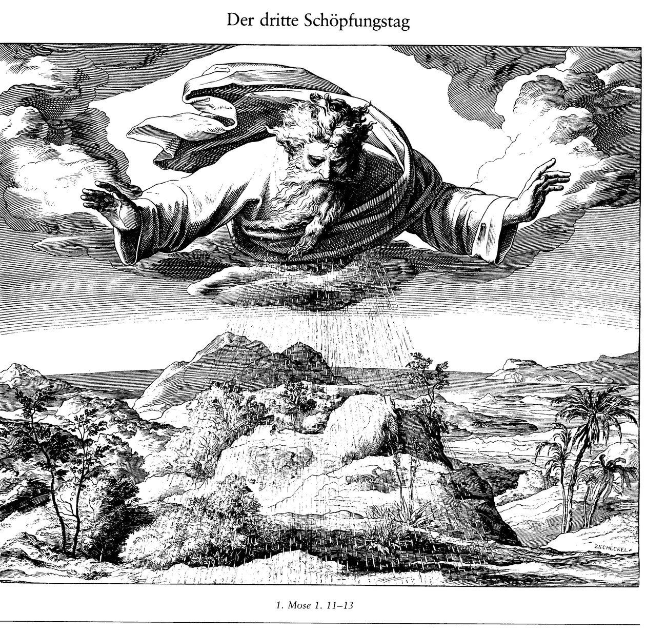 The Third Day of Creation from Die Bibel in Bildern, 1852-1860 by Julius Schnorr von Carolsfeld