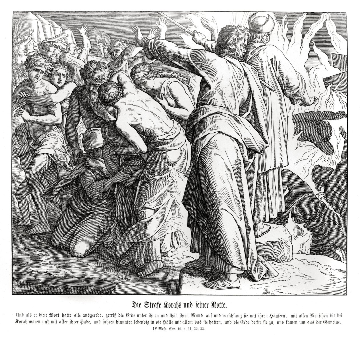 The punishment of Korah, Numbers by Julius Schnorr von Carolsfeld