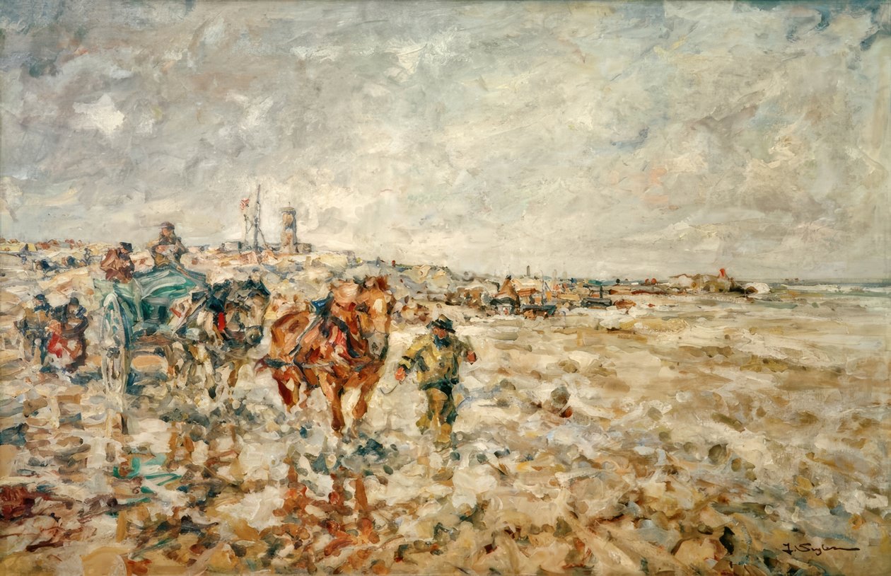 Shrimp Fishermen in the Mudflats by Julius Seyler