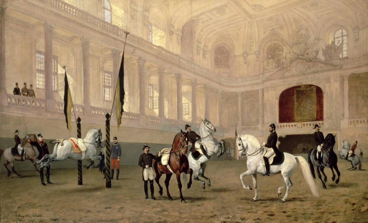 Morning Exercise in the Hofreitschule, Josephsplatz, 1890 by Julius von Blaas  