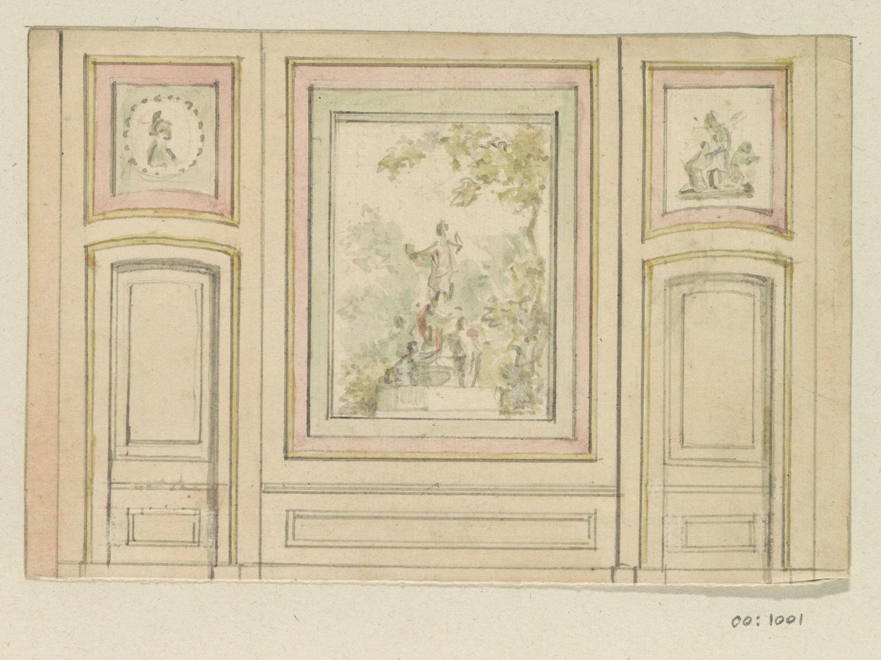 Design Drawing for a Room Wall with Two Doors by Jurriaan Andriessen