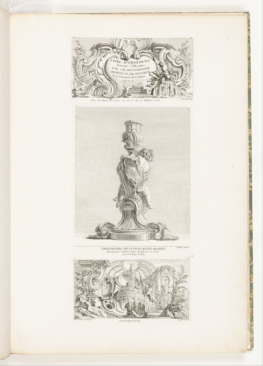 Book of Ornaments Invented & Drawn by J.A. Meissonnier Architect, Designer of the Chamber & Cabinet of the King, plate 20 in Oeuvres de Juste-Aurèle Meissonnier by Juste Aurèle Meissonnier