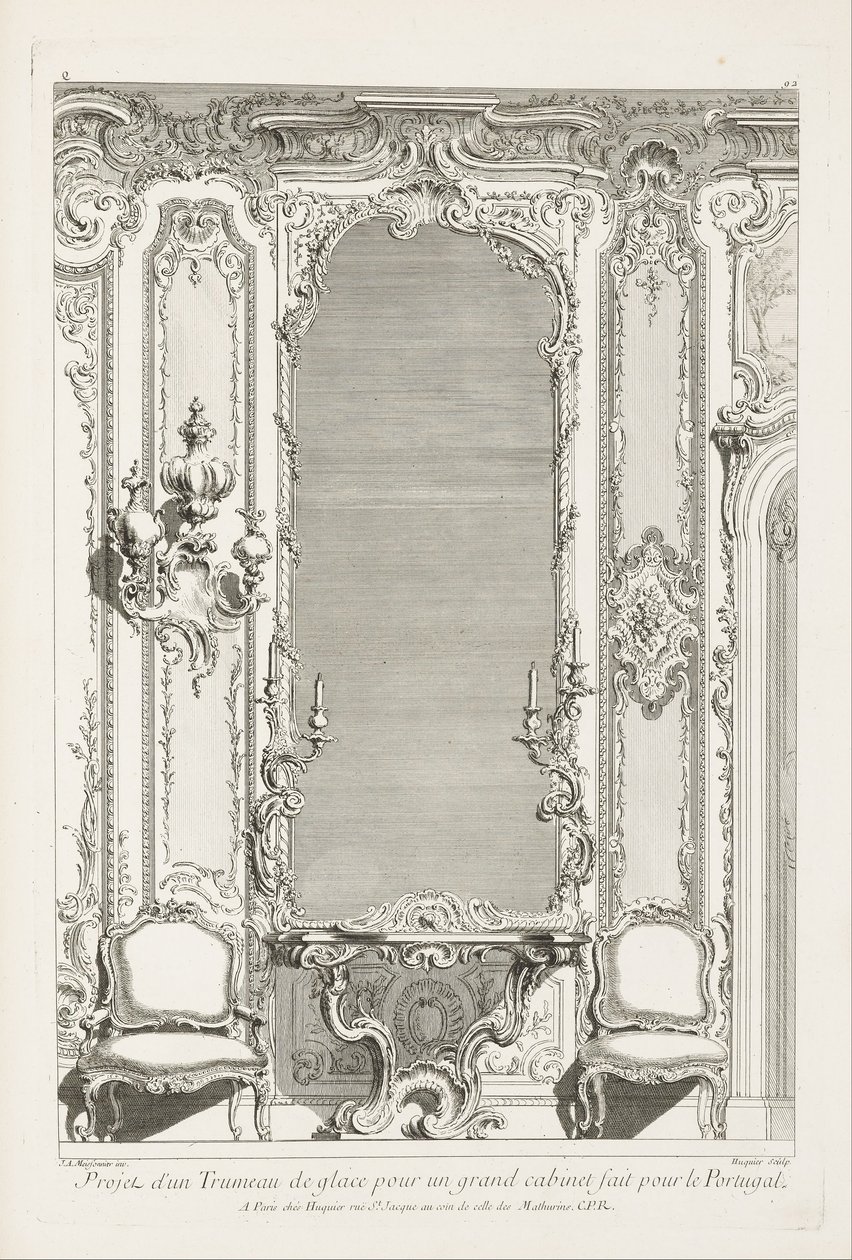 Project for a Mirror Trumeau for a Large Cabinet Made for Portugal, 2nd Plate by Juste Aurèle Meissonnier