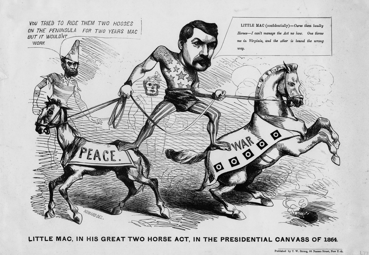 Little Mac in His Great Two-Horse Act in the Presidential Canvass of 1864, Published by T.W Strong, New York by Justin Howard