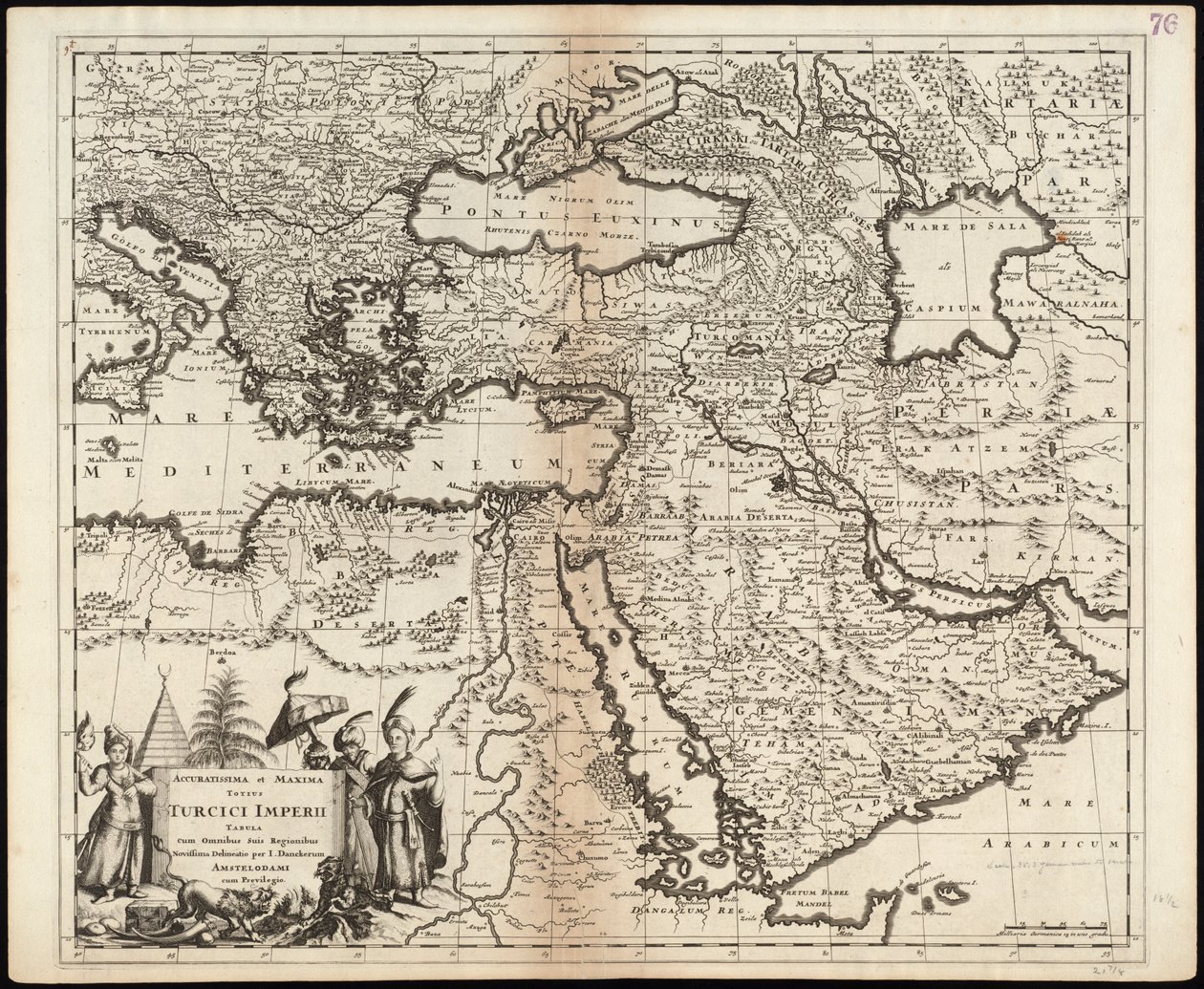 Accurate and Large Map of the Entire Turkish Empire with All Its Regions by Justus Danckerts