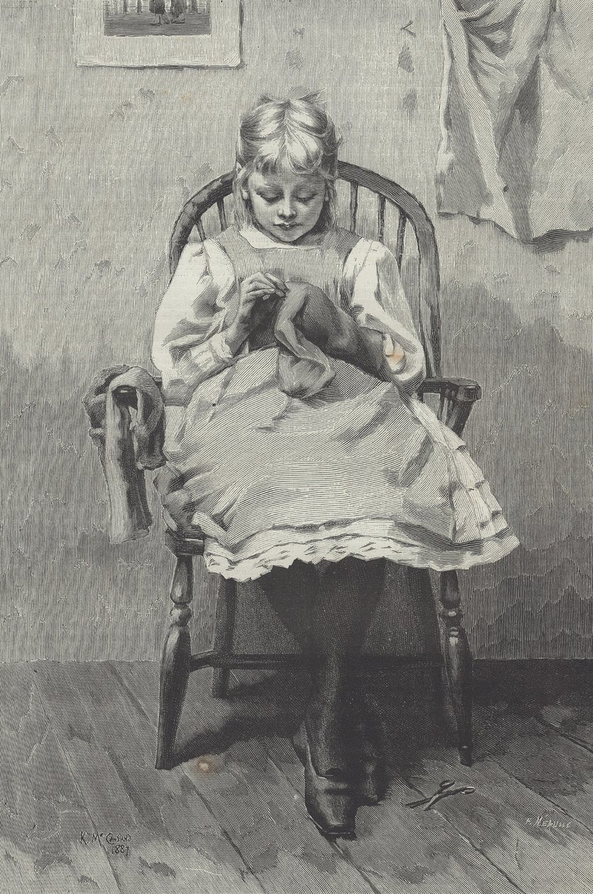 Teenage Seamstress (engraving by Fortuné Méaulle) by K. McCausland