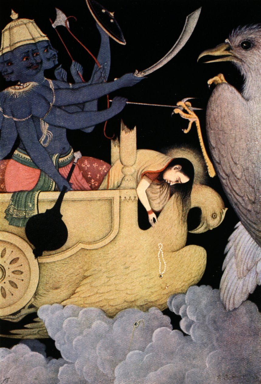 Ravana fighting with Jatayu by K Venkatappa