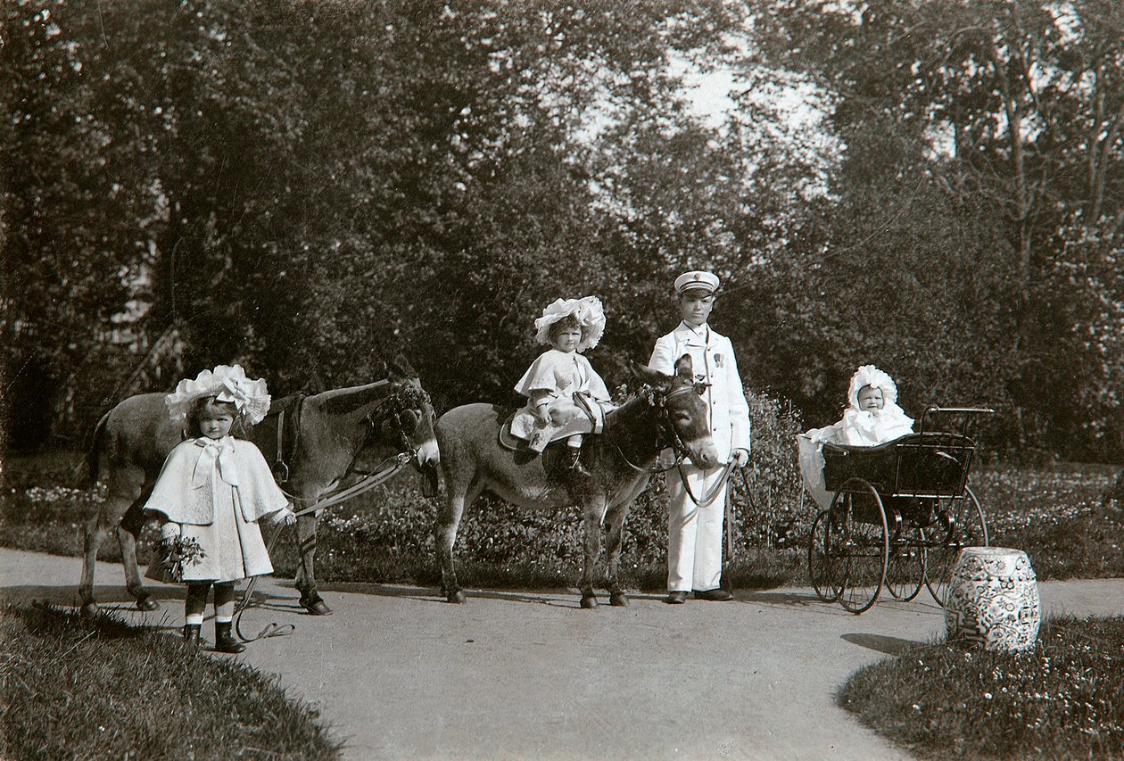 Grand Duchesses Olga, Tatiana, and Maria of Russia, Tsarskoye Selo, Russia, c1899-c1900 by K. von Hahn
