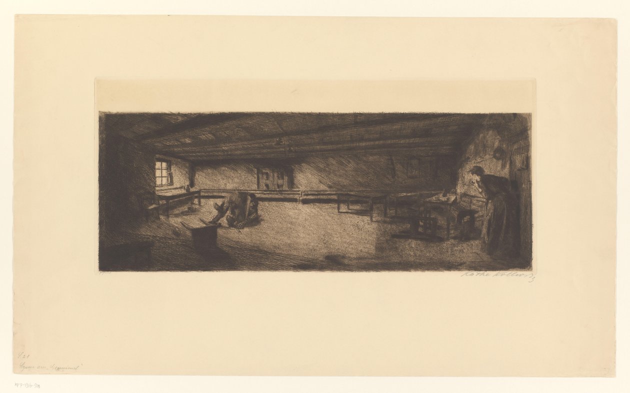 Room with Fighting Men and a Rushing Woman by Käthe Kollwitz