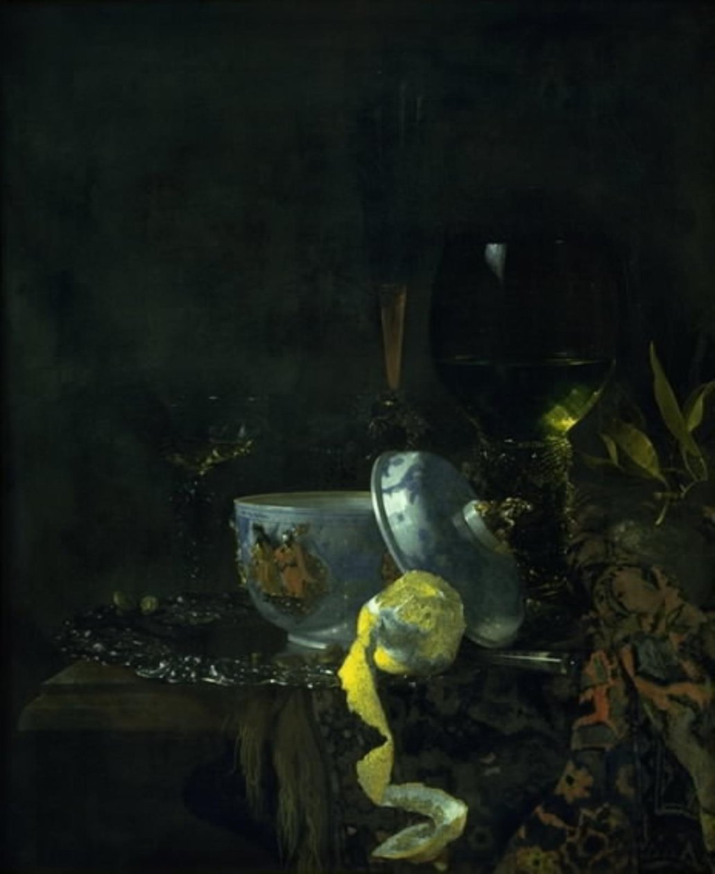 Still Life with a Chinese Porcelain Bowl by Kalf