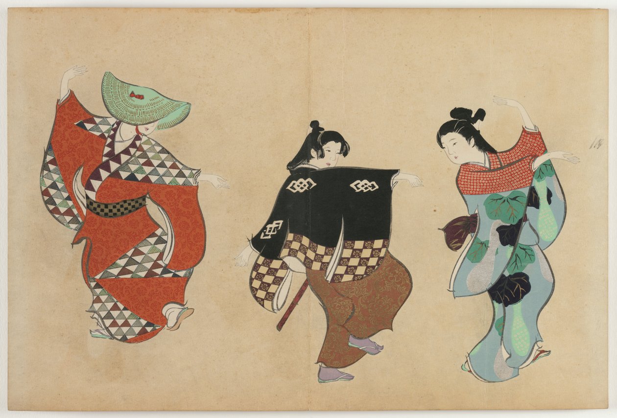 Flowers of a Hundred Worlds (Momoyogusa): Dancing by Kamisaka Sekka