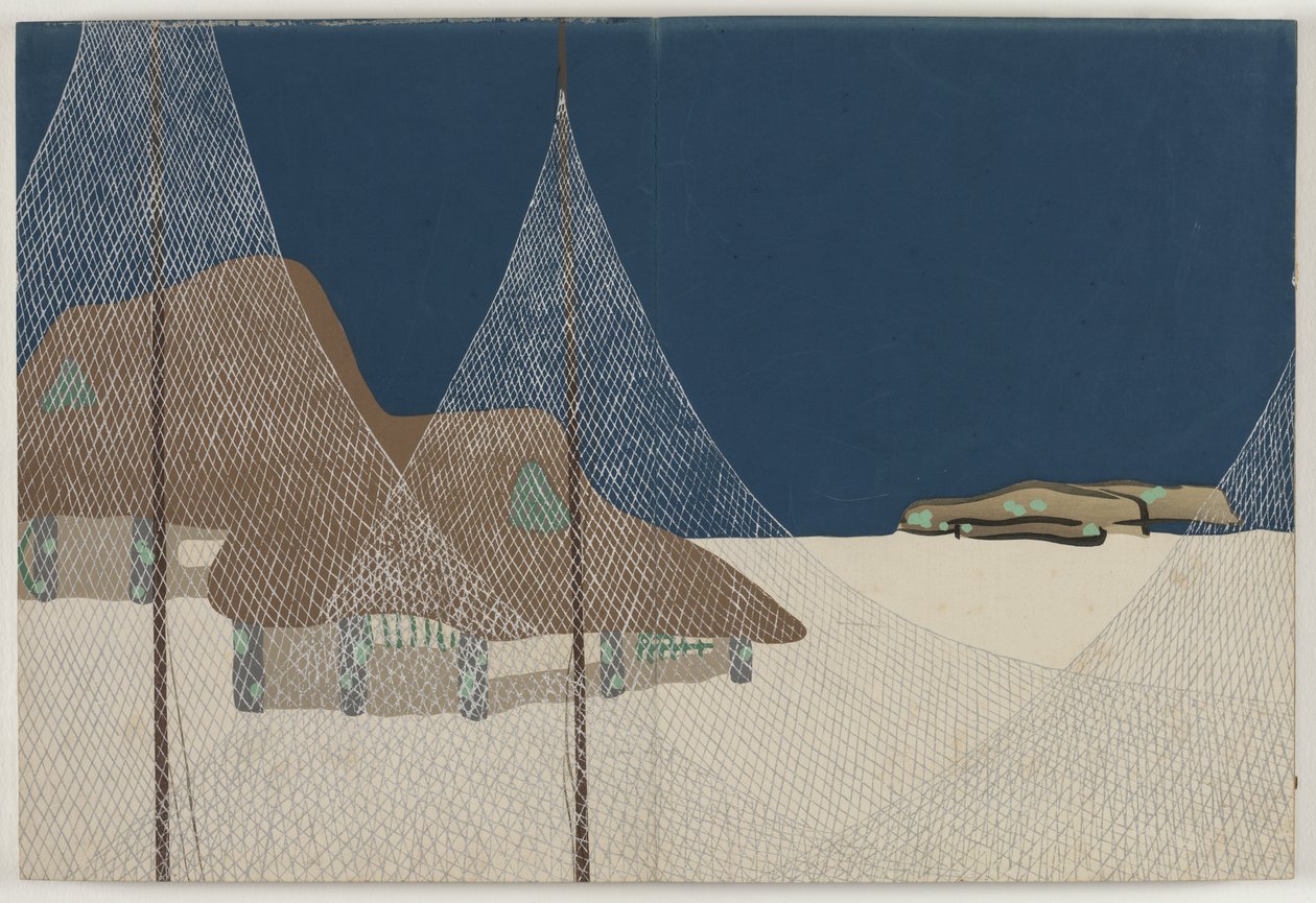 Flowers of a Hundred Worlds (Momoyogusa): Fishing Village by Kamisaka Sekka