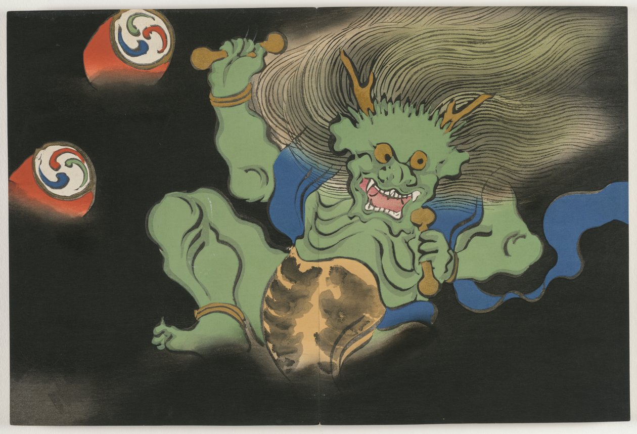 Flowers of a Hundred Worlds (Momoyogusa): God of Thunder by Kamisaka Sekka