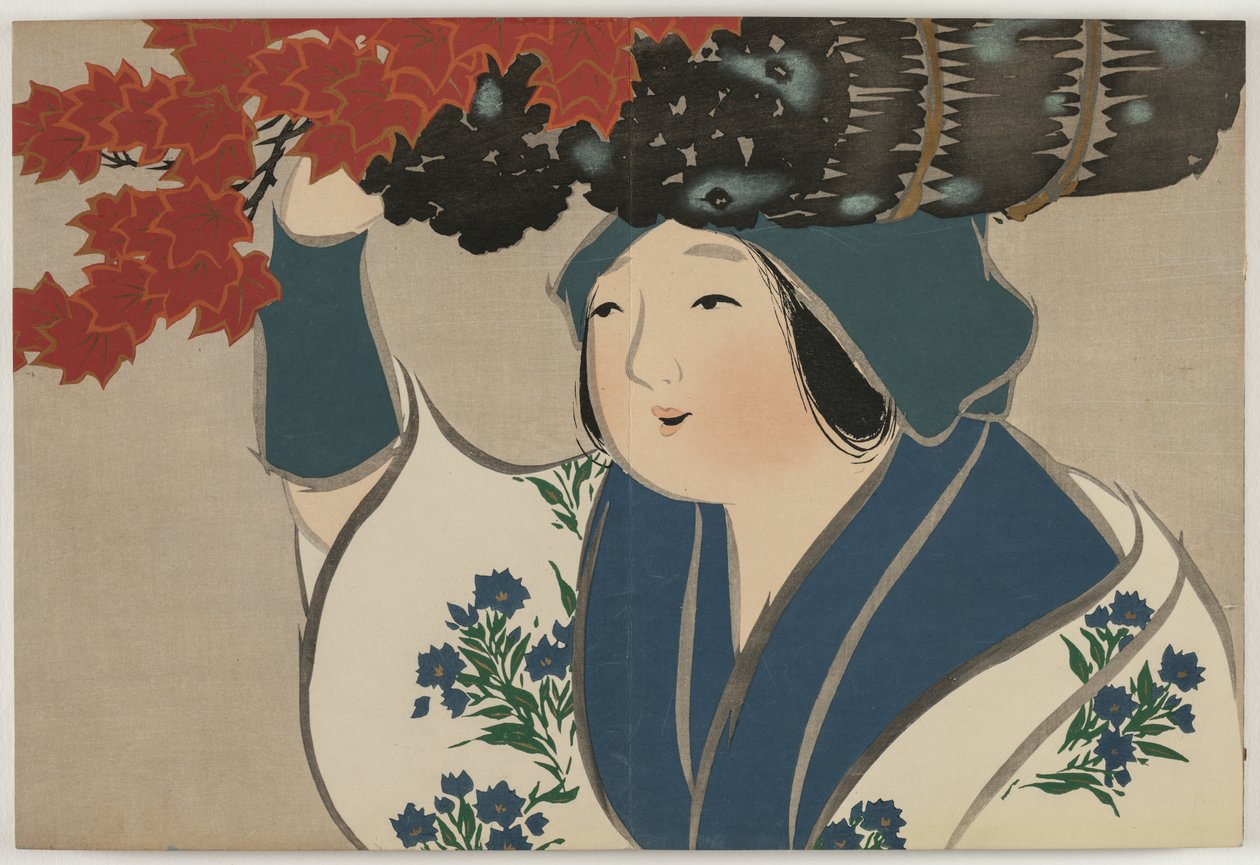 Flowers of a Hundred Worlds (Momoyogusa): Kindling Salesgirl by Kamisaka Sekka
