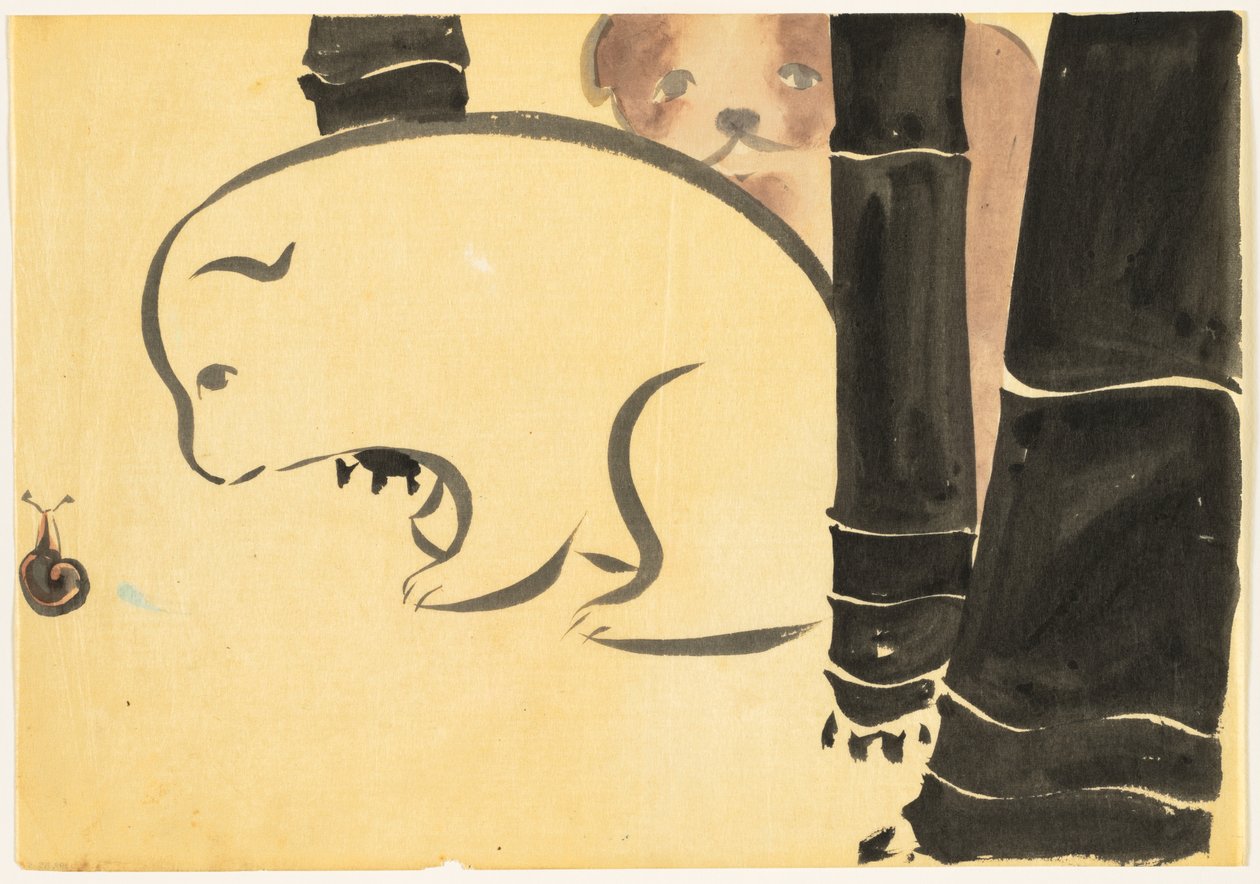 Flowers of a Hundred Worlds: Puppies by Kamisaka Sekka