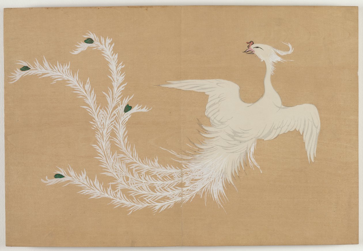 Flowers of a Hundred Worlds (Momoyogusa): White Phoenix by Kamisaka Sekka
