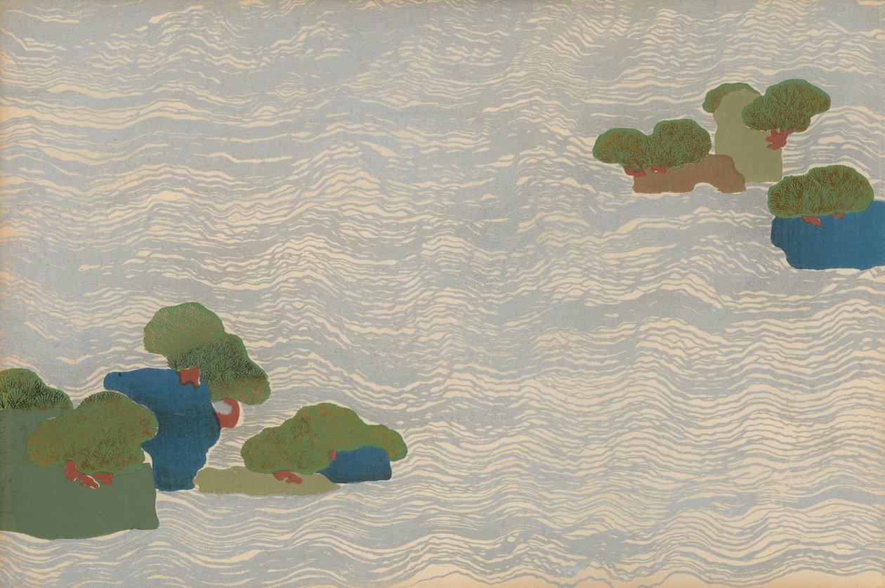 Pine islands in a silver sea, from a Chigusa (A Thousand Grasses) series by Kamisaka Sekka