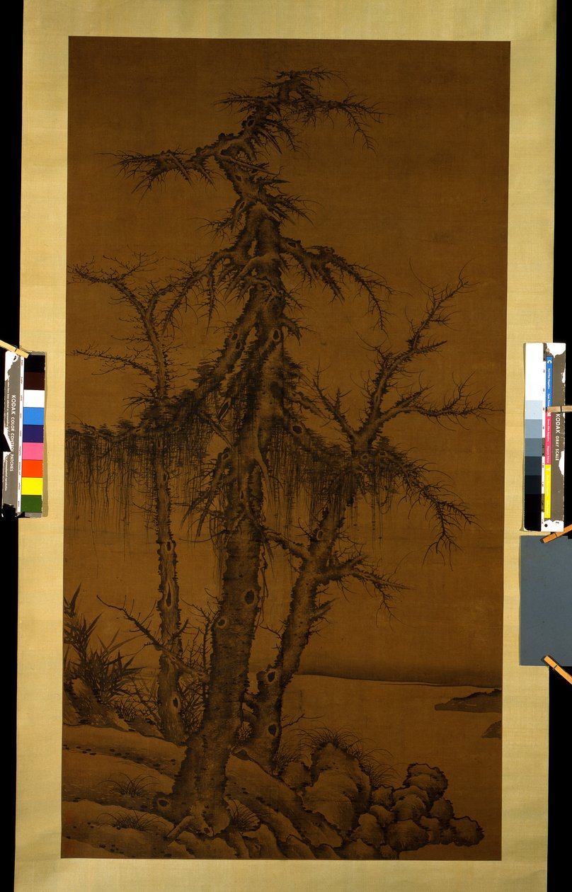 Old Trees, Bamboo, and Rocks, about 1300 by Kan Li