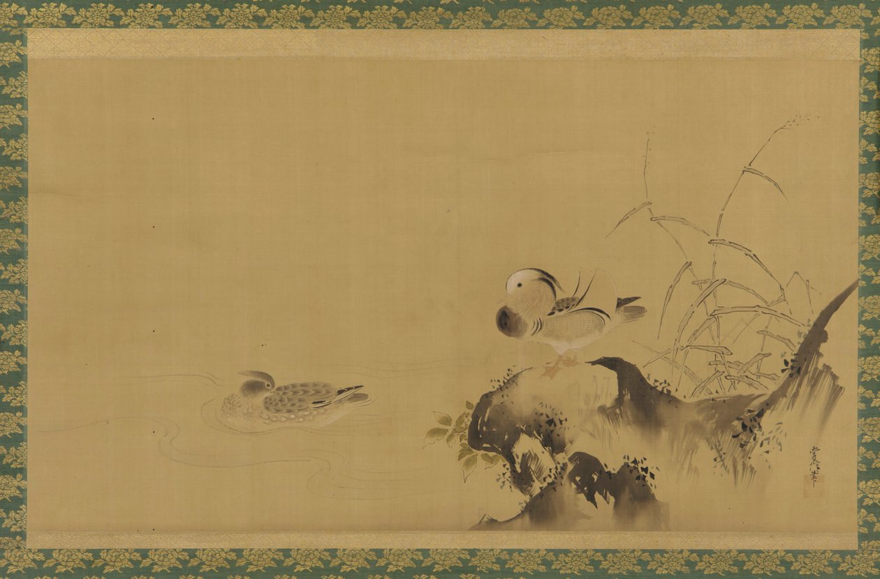 Mandarin Ducks in a Landscape, Edo Period, Mid 17th-Early 18th Century by Kanô Yôboku Tsunenobu