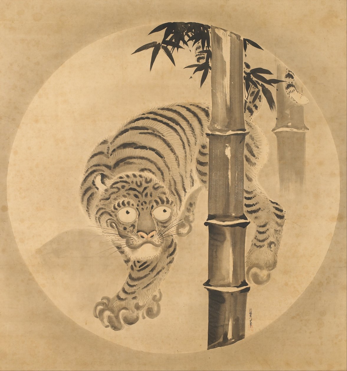 Tiger Emerging from Bamboo by Kano Tsunenobu