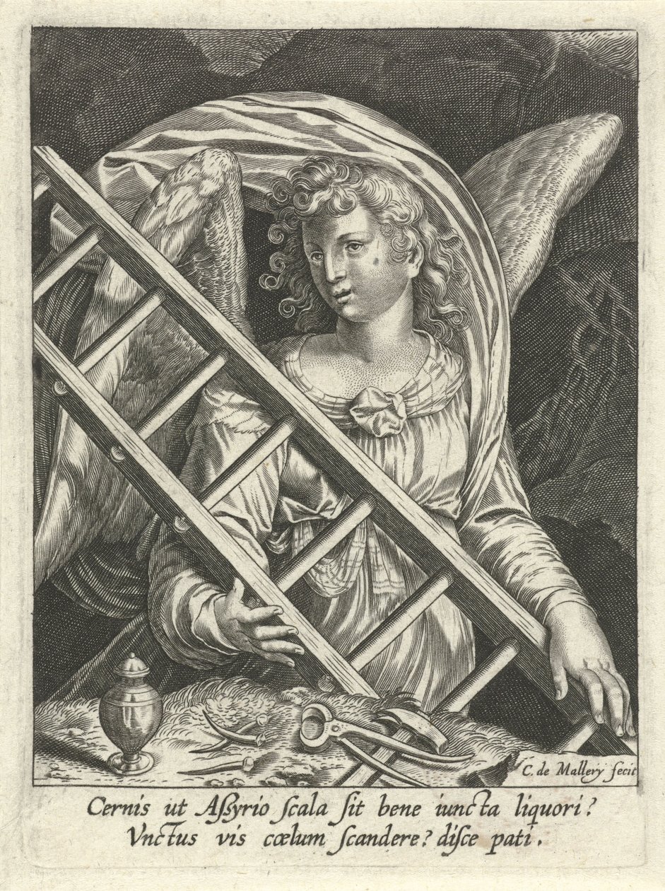 Angel with Ladder, Hammer, Nails and Ointment Vessel by Karel van Mallery