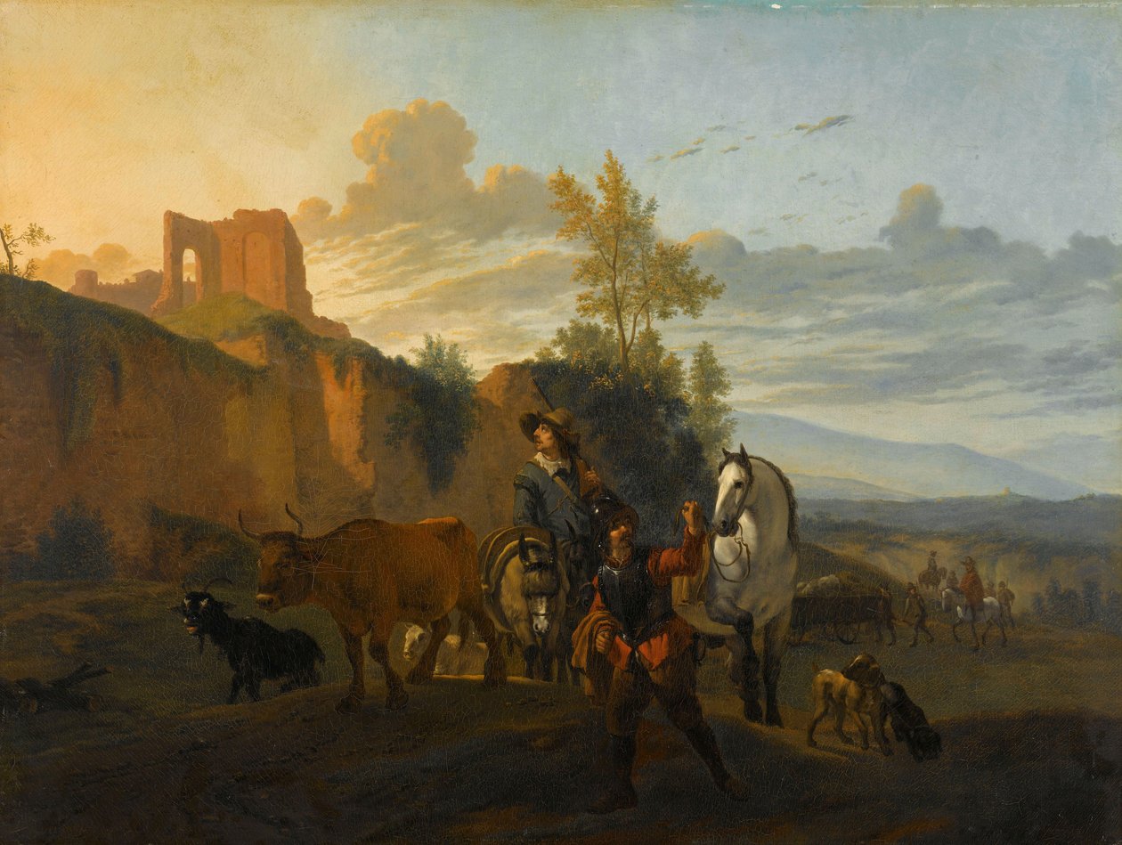 Italian Landscape with Soldiers by Karel (after) Dujardin