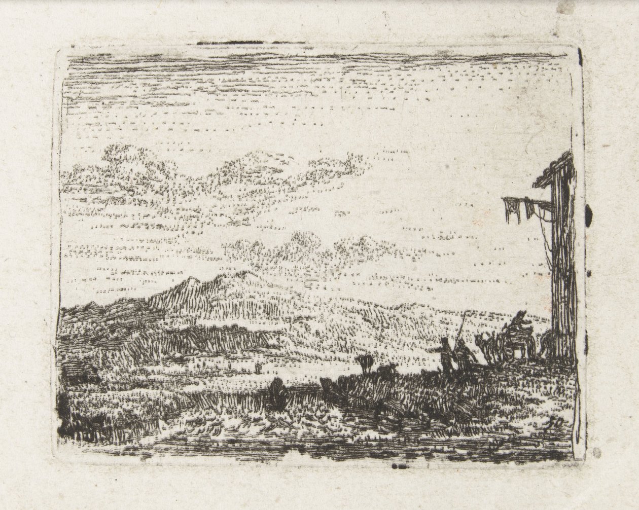 Italianate Landscape with Wagon at an Inn (series title: Small Landscapes) by Karel Du Jardin