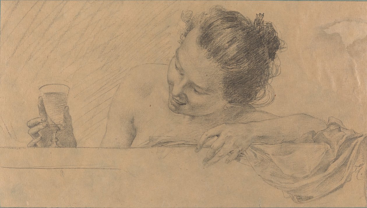 Woman in Bath, Holding a Glass of Wine by Karel Vitezslav Masek