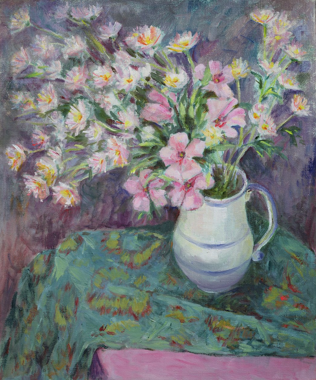 Pink Flowers in a Jug by Karen Armitage