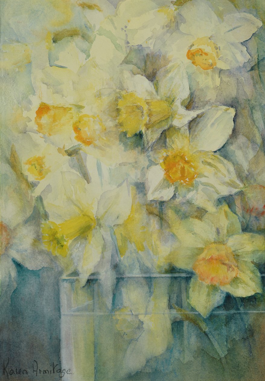 Spring Time, Mixed Daffodils in Tank No 3., Mrs Krelage, Ice Follies and Fortune by Karen Armitage
