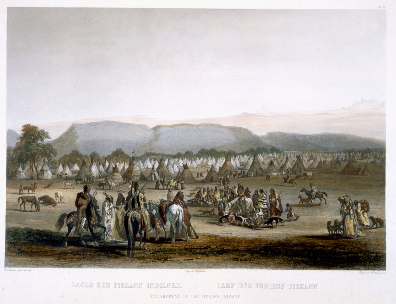 Encampment of the Piekann Indians, plate 43 from Volume 2 of 